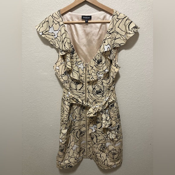 Vintage Y2K bebe Cream Floral Midi Dress Size Large - Picture 1 of 4